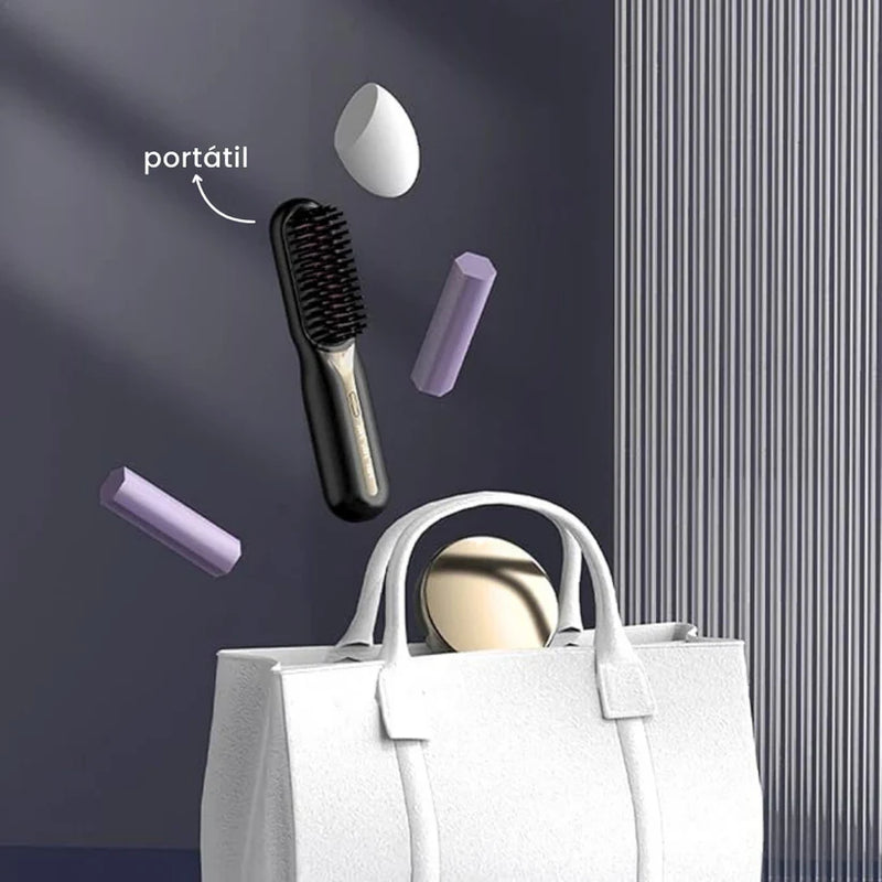 Escova Alisadora Portátil PureGlam – Sem fio, rápida e super eficiente