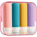 Kit 4 Frascos de Silicone para Viagem → LeakGuard – Evita vazamentos durante a viagem