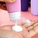 Kit 4 Frascos de Silicone para Viagem → LeakGuard – Evita vazamentos durante a viagem